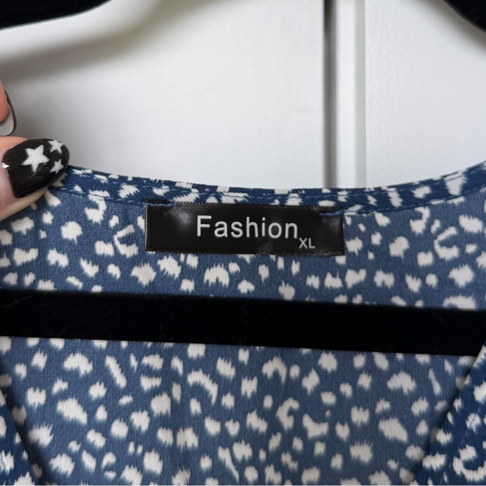 Navy White Leopard Print Summer Maxi Dress - Picture 11 of 12